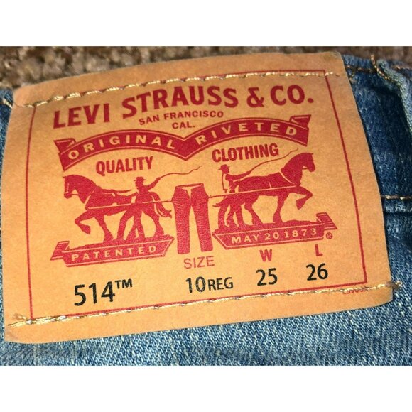 NWT LEVI'S 514 JEANS SIZE 25X26 BLUE DENIM STRETCH STRAIGHT LEG Womens - Picture 2 of 7